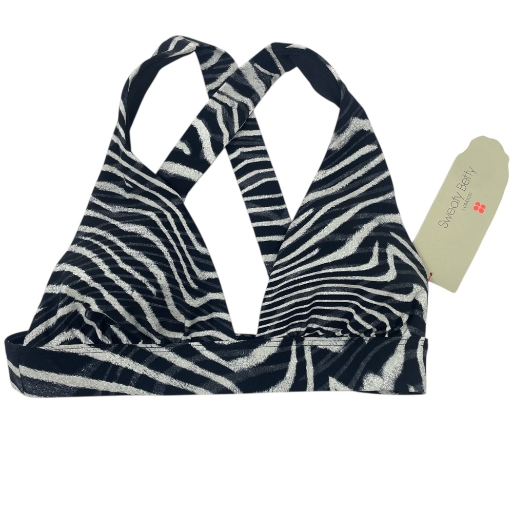 NWT Sweaty Betty Peninsula Xtra Life Bikini Top Grey Exposure Print Sz XS SB8155
